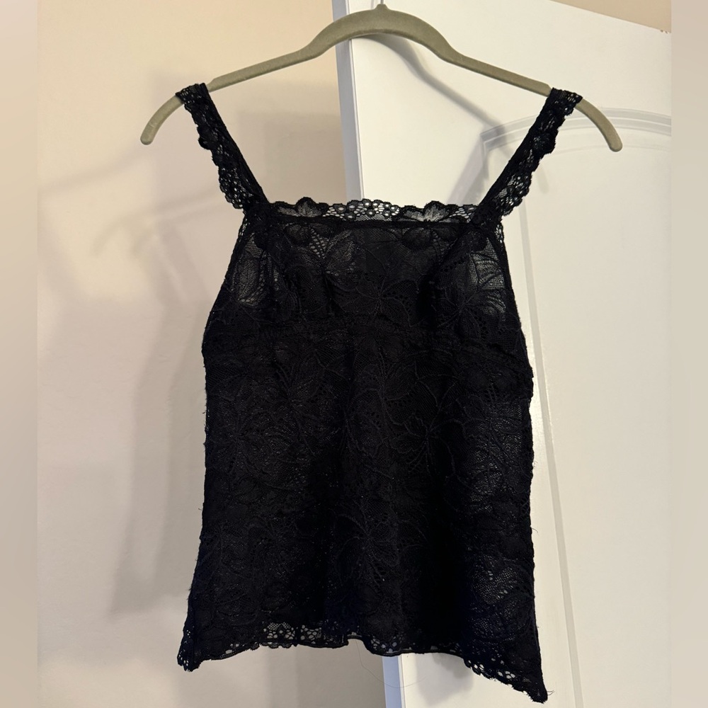 Banana Republic Sheer Black Lace Valentine’s Camisole
